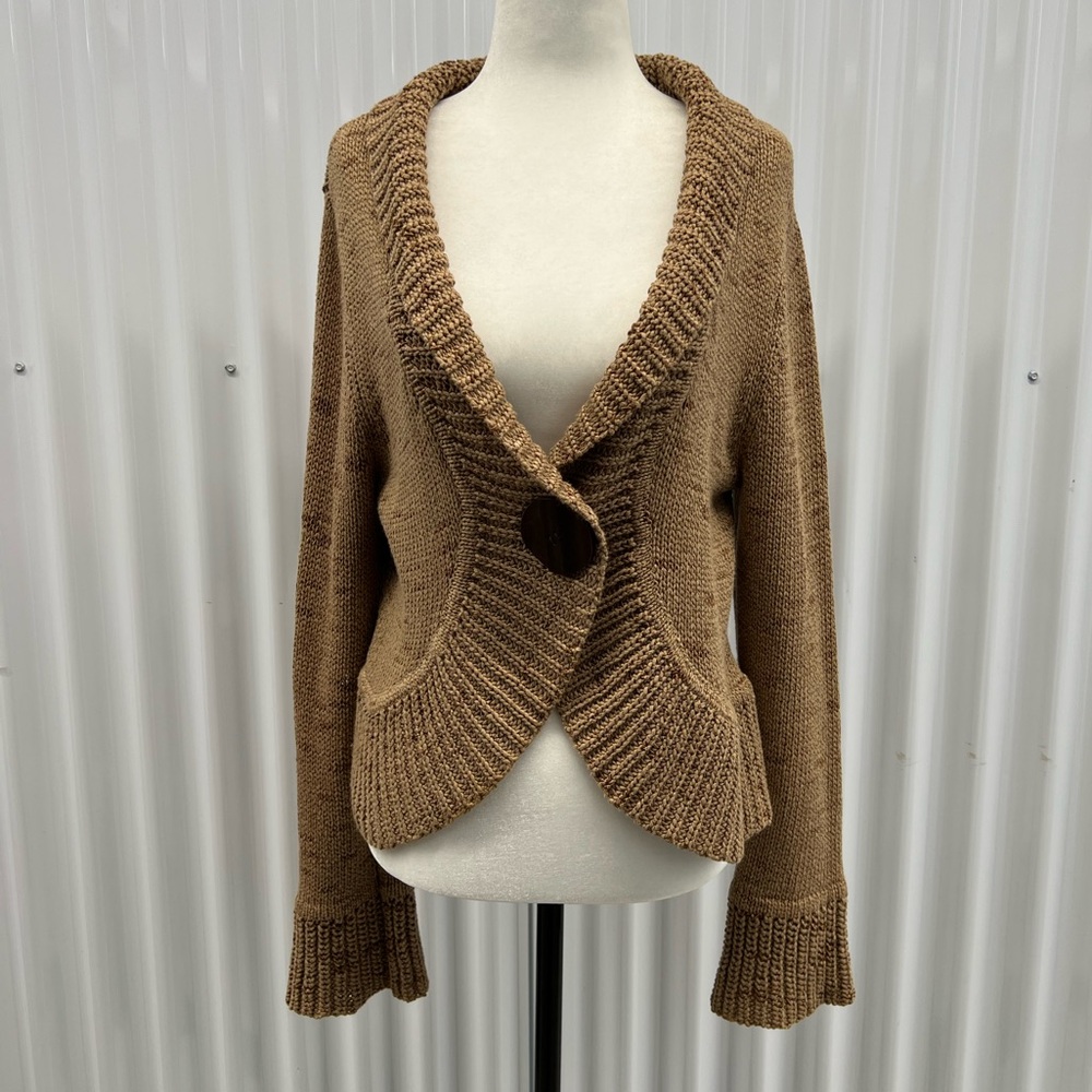 Women’s Brown Knit Shawl Collar Cardigan Sweater
